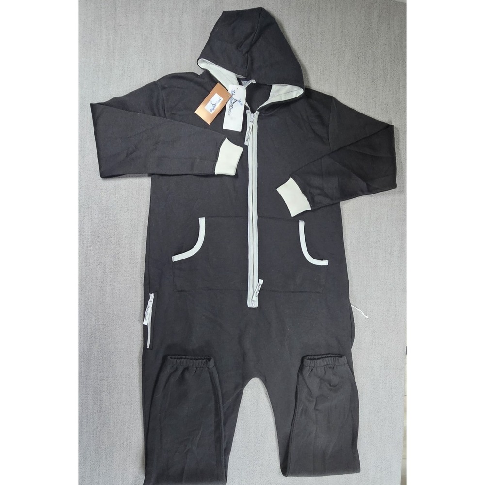 Skyline Wears Womens Black One Piece Non Footed Pajama Jumpsuit Romper Sz‎ M